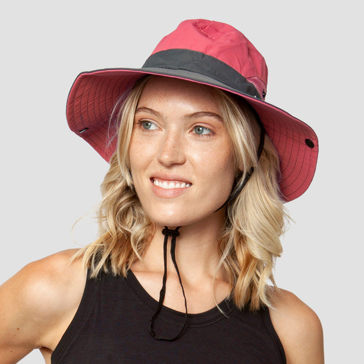 Sombrero de sol para mujer con ala ancha y botones a presión laterales