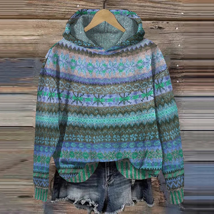 Sudadera de Mujer con Capucha - Diseño Geométrico y Bajo Redondeado
