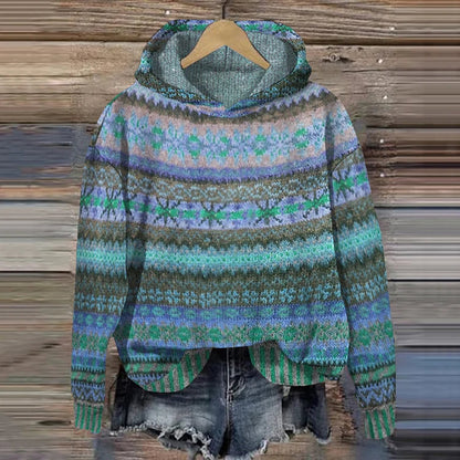 Sudadera de Mujer con Capucha - Diseño Geométrico y Bajo Redondeado