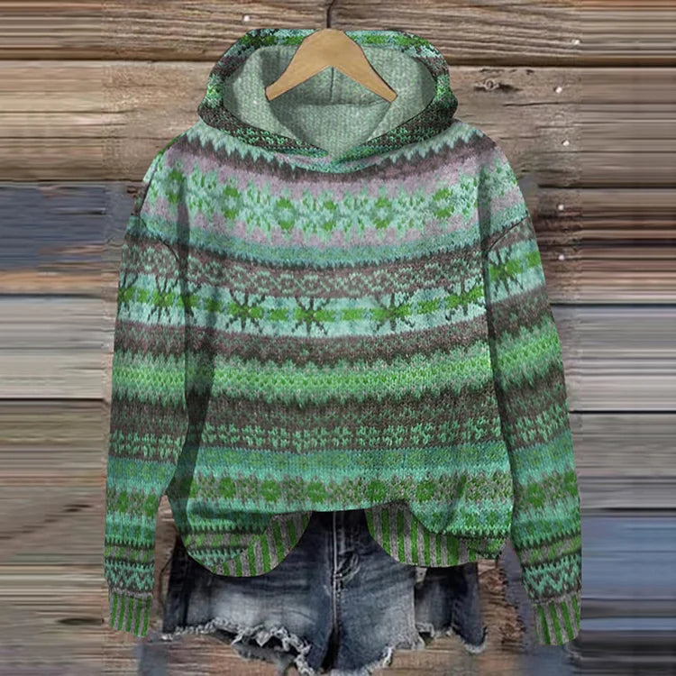 Sudadera de Mujer con Capucha - Diseño Geométrico y Bajo Redondeado