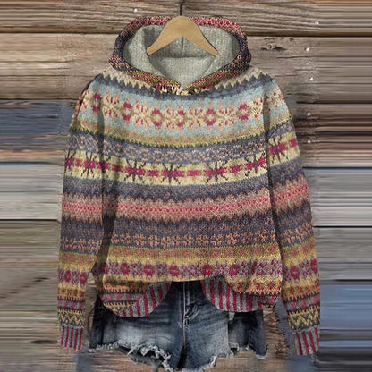 Sudadera de Mujer con Capucha - Diseño Geométrico y Bajo Redondeado
