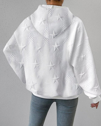 Sudadera de Mujer con Capucha - Relieve de Estrellas y Corte Holgado