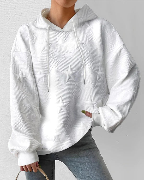 Sudadera de Mujer con Capucha - Relieve de Estrellas y Corte Holgado