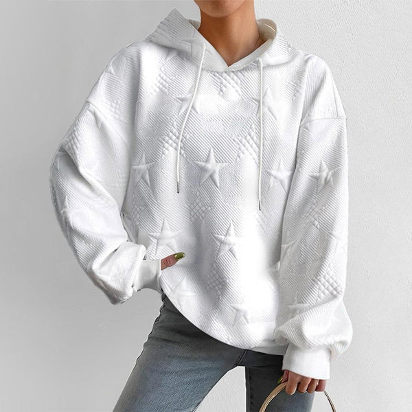 Sudadera de Mujer con Capucha - Relieve de Estrellas y Corte Holgado