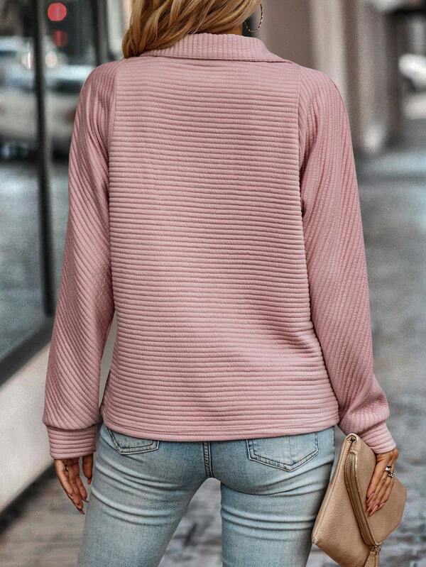 Sudadera de Mujer con Cremallera - Cuello Alto y Textura Acanalada