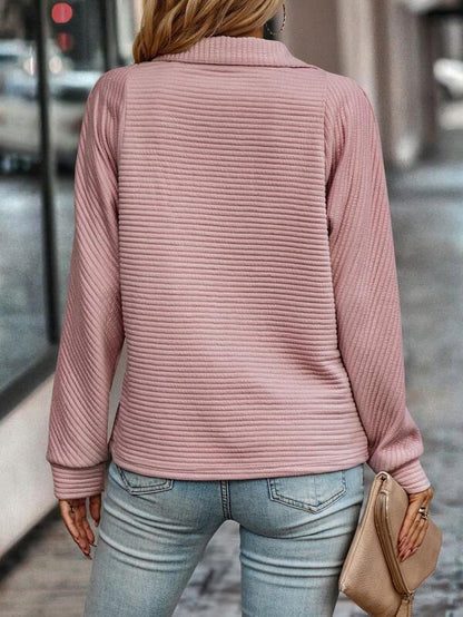 Sudadera de Mujer con Cremallera - Cuello Alto y Textura Acanalada