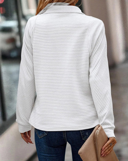 Sudadera de Mujer con Cremallera - Cuello Alto y Textura Acanalada