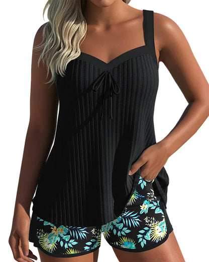 Tankini de dos piezas para mujer con shorts estampados