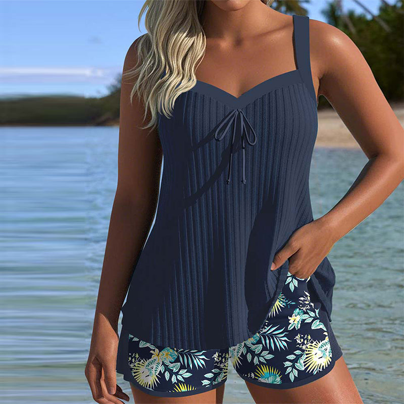 Tankini de dos piezas para mujer con shorts estampados