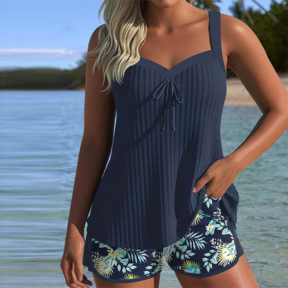 Tankini de dos piezas para mujer con shorts estampados