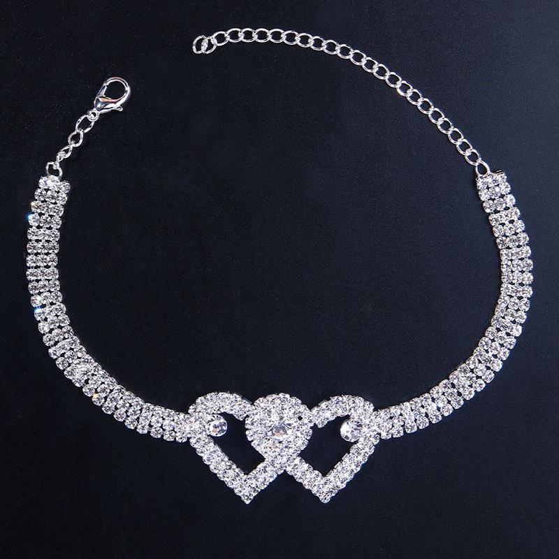 Tobillera para mujer con motivo de corazones entrelazados