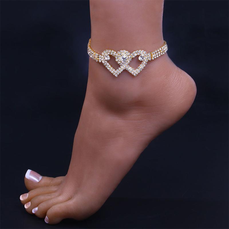 Tobillera para mujer con motivo de corazones entrelazados