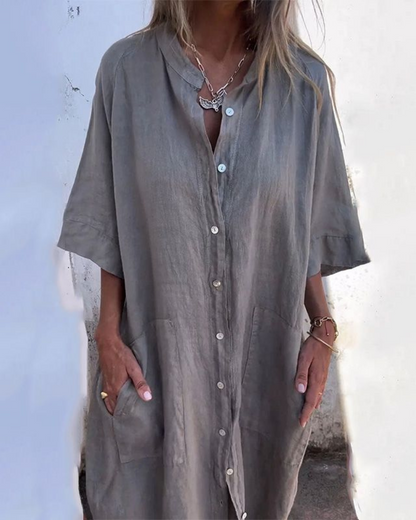 Vestido camisero midi para mujer con botones al frente