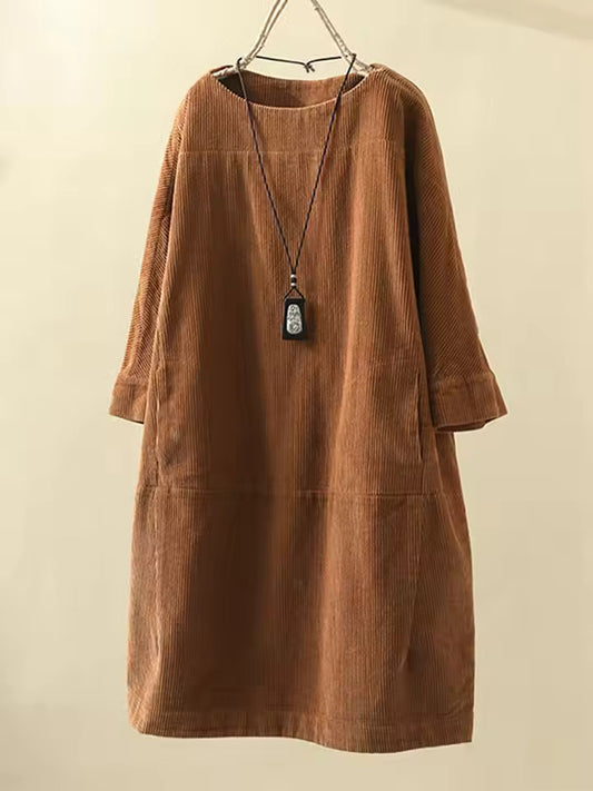 Vestido de mujer de manga larga con patrón acanalado
