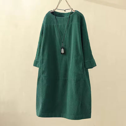 Vestido de mujer de manga larga con patrón acanalado