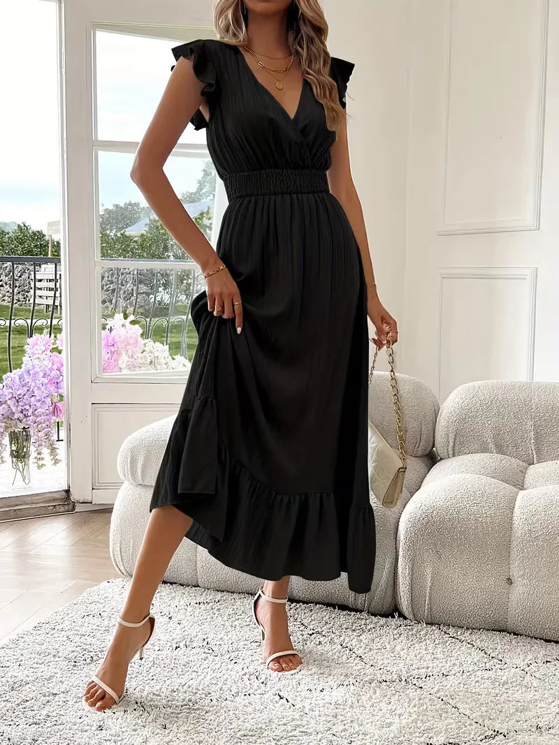 Vestido de Mujer Invitada de Boda con Escote Cruzado - Maxi
