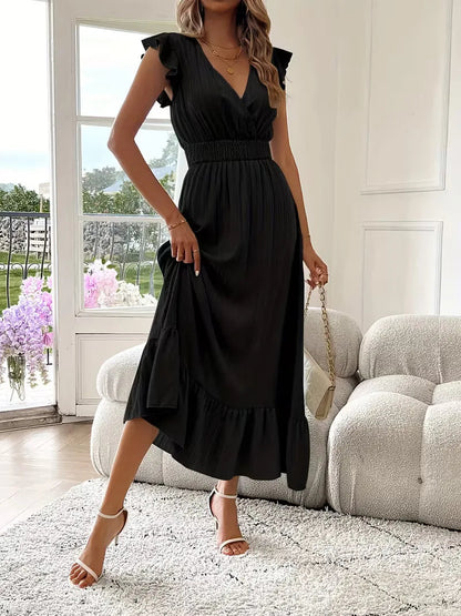 Vestido de Mujer Invitada de Boda con Escote Cruzado - Maxi