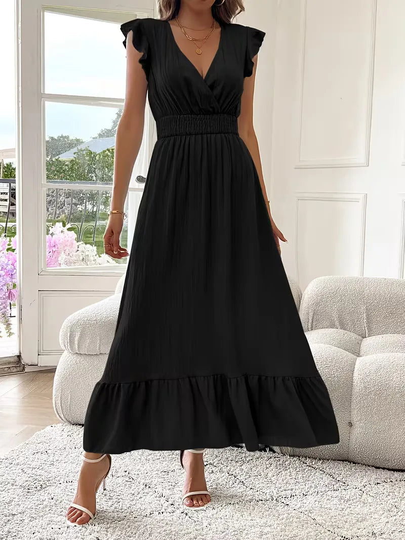 Vestido de Mujer Invitada de Boda con Escote Cruzado - Maxi
