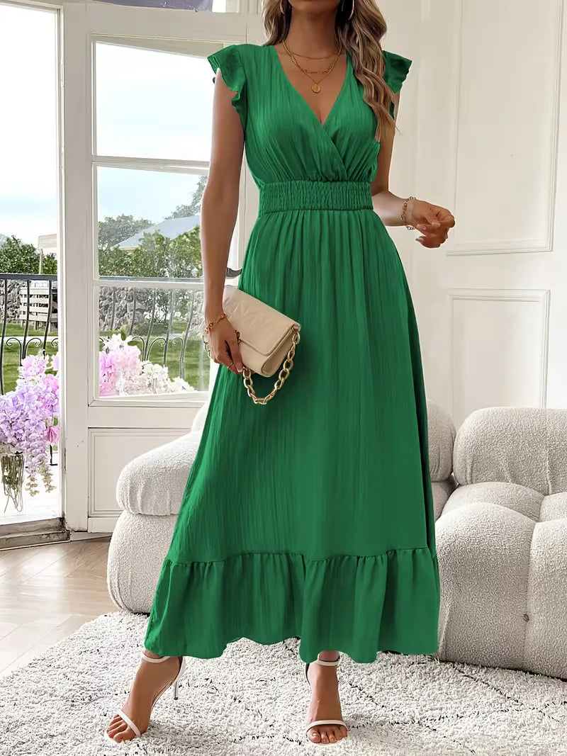 Vestido de Mujer Invitada de Boda con Escote Cruzado - Maxi