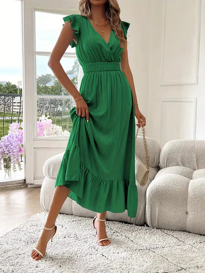 Vestido de Mujer Invitada de Boda con Escote Cruzado - Maxi