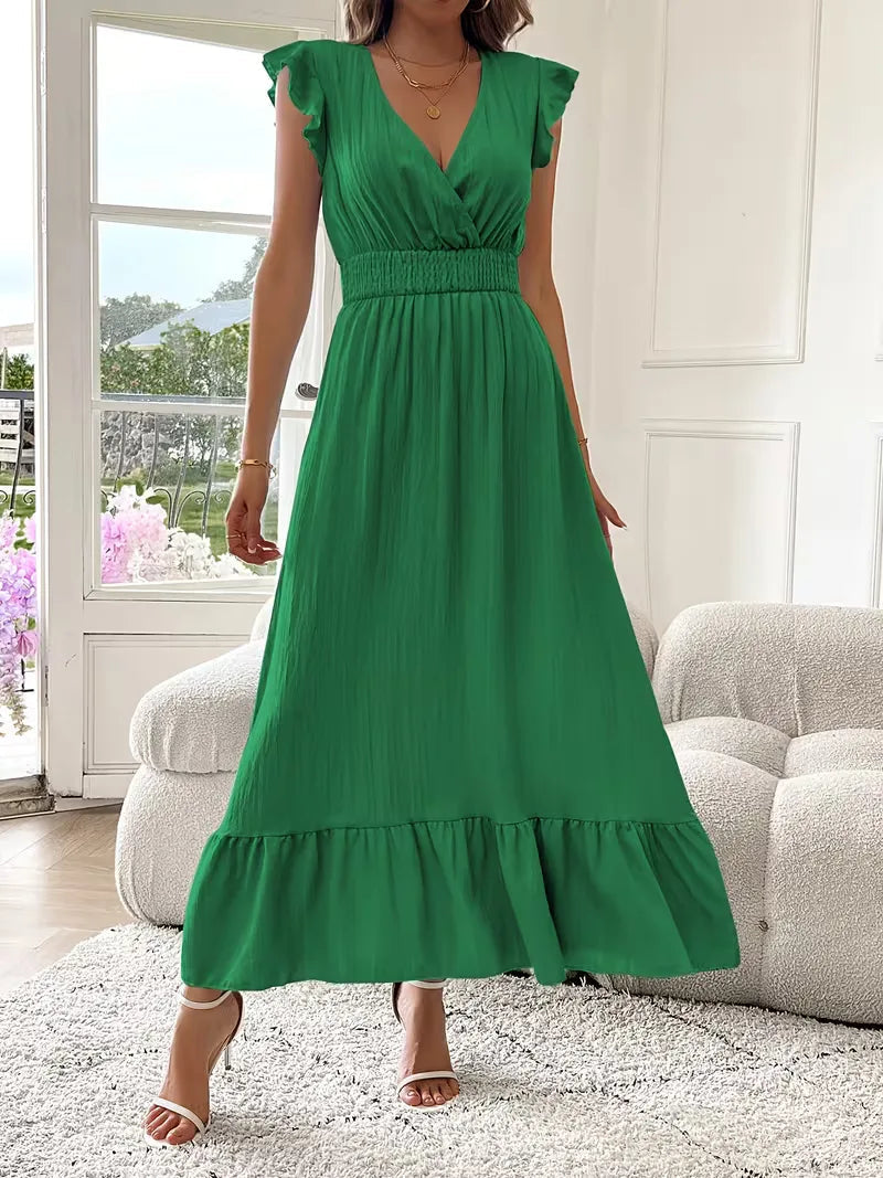 Vestido de Mujer Invitada de Boda con Escote Cruzado - Maxi