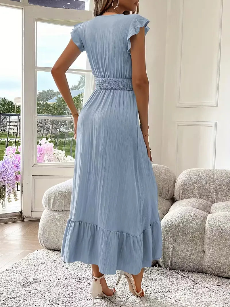 Vestido de Mujer Invitada de Boda con Escote Cruzado - Maxi