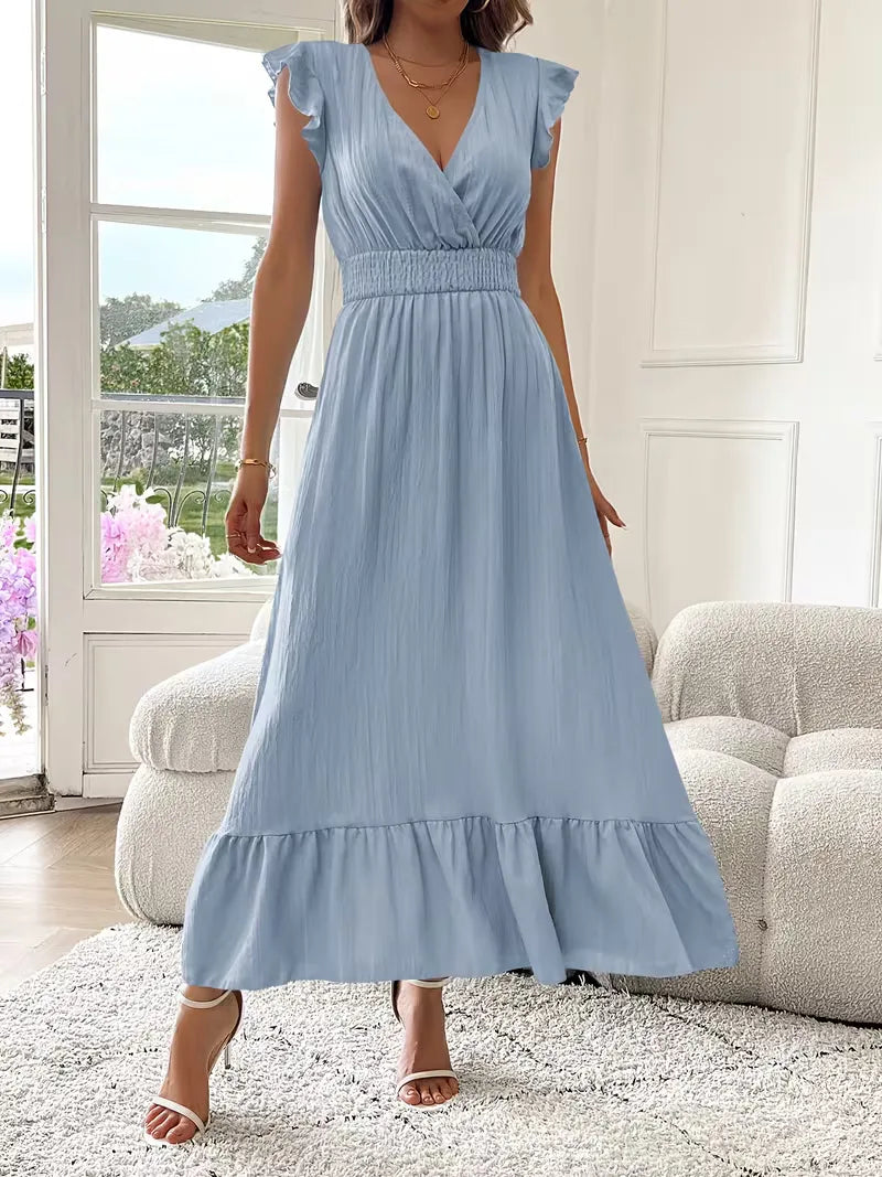 Vestido de Mujer Invitada de Boda con Escote Cruzado - Maxi