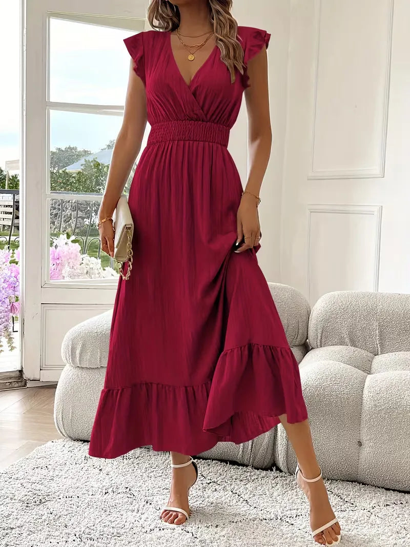 Vestido de Mujer Invitada de Boda con Escote Cruzado - Maxi