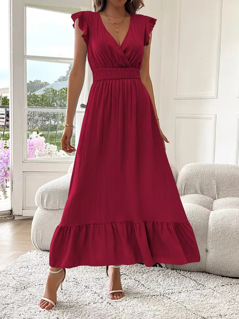 Vestido de Mujer Invitada de Boda con Escote Cruzado - Maxi