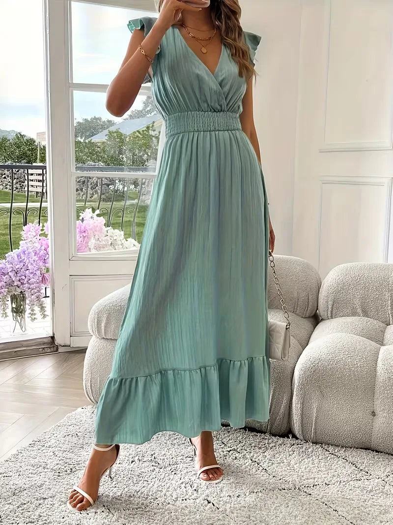 Vestido de Mujer Invitada de Boda con Escote Cruzado - Maxi