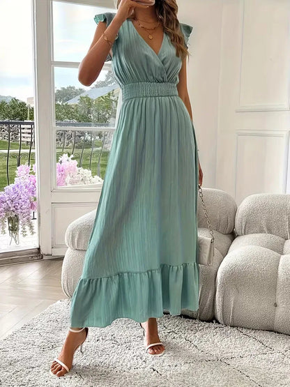 Vestido de Mujer Invitada de Boda con Escote Cruzado - Maxi