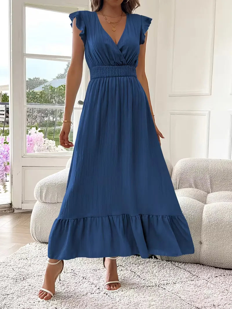 Vestido de Mujer Invitada de Boda con Escote Cruzado - Maxi