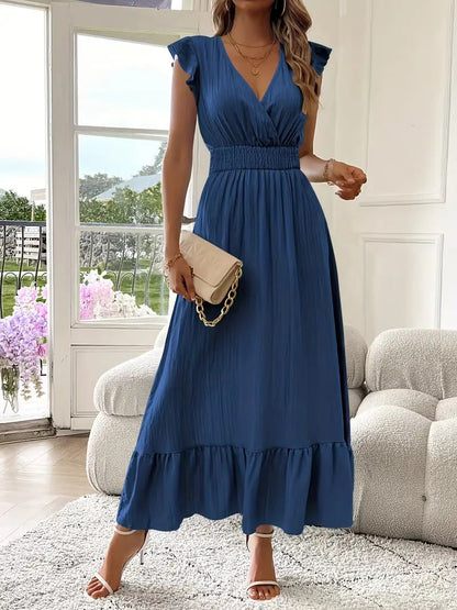 Vestido de Mujer Invitada de Boda con Escote Cruzado - Maxi