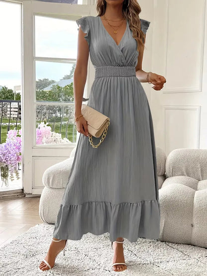 Vestido de Mujer Invitada de Boda con Escote Cruzado - Maxi