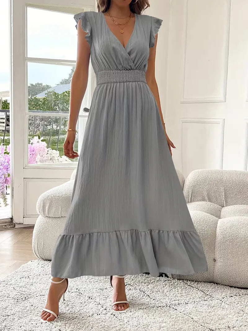 Vestido de Mujer Invitada de Boda con Escote Cruzado - Maxi