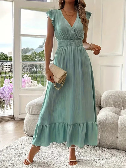 Vestido de Mujer Invitada de Boda con Escote Cruzado - Maxi