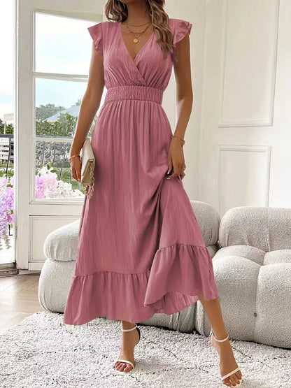 Vestido de Mujer Invitada de Boda con Escote Cruzado - Maxi