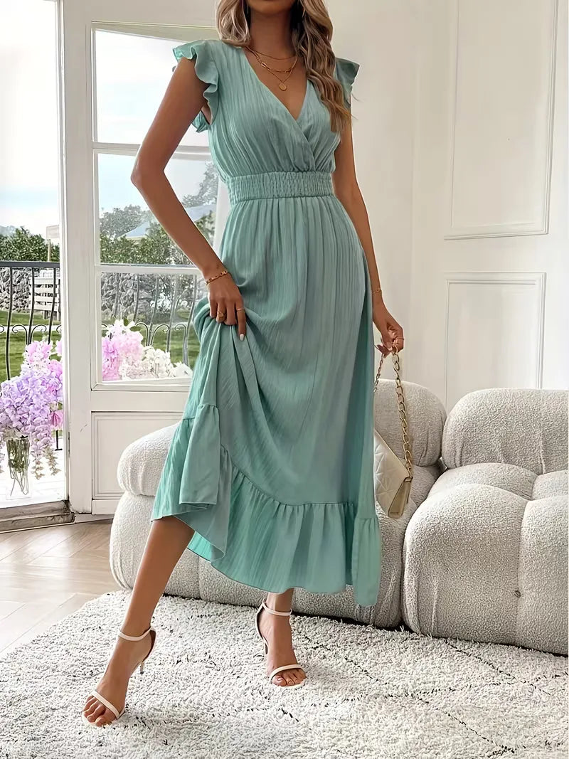 Vestido de Mujer Invitada de Boda con Escote Cruzado - Maxi