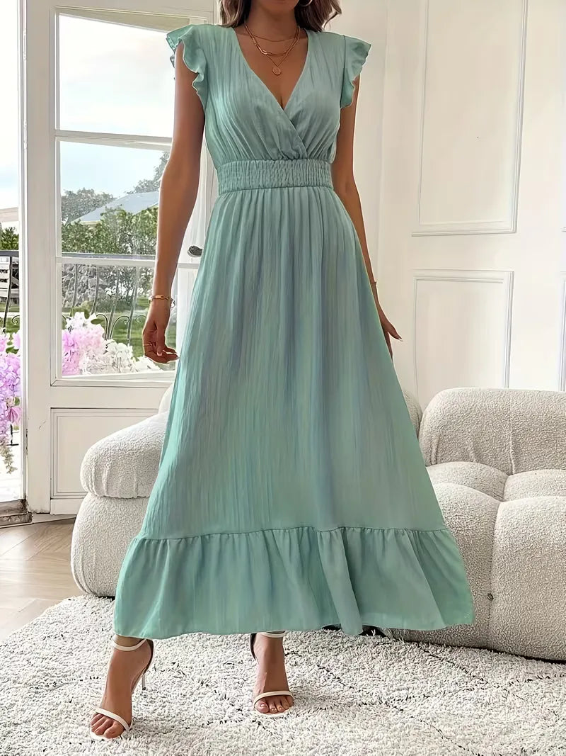 Vestido de Mujer Invitada de Boda con Escote Cruzado - Maxi