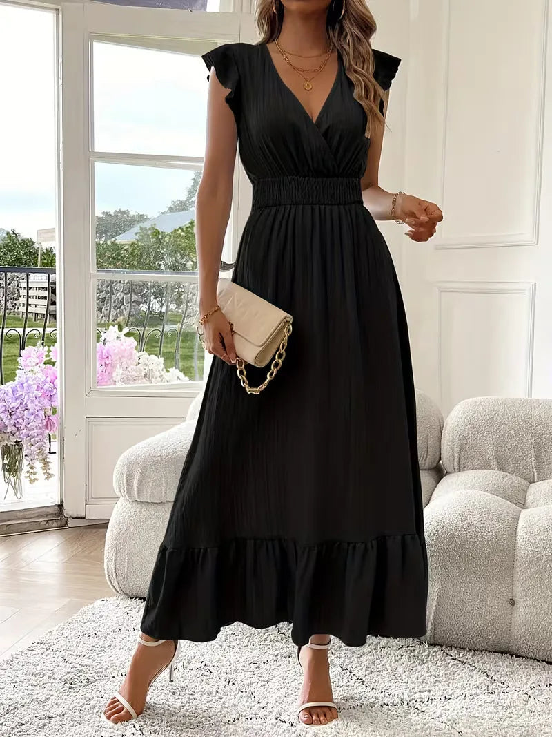 Vestido de Mujer Invitada de Boda con Escote Cruzado - Maxi