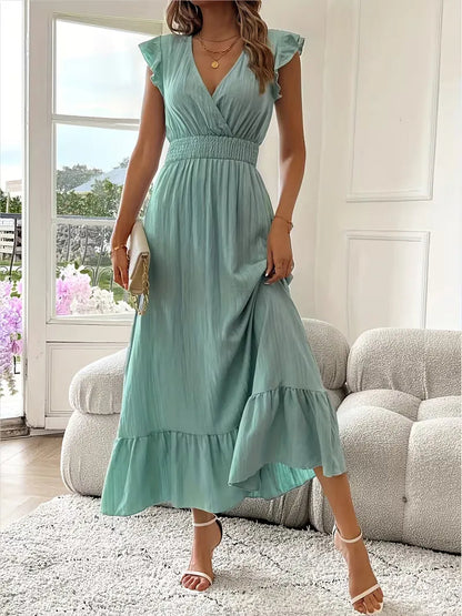 Vestido de Mujer Invitada de Boda con Escote Cruzado - Maxi