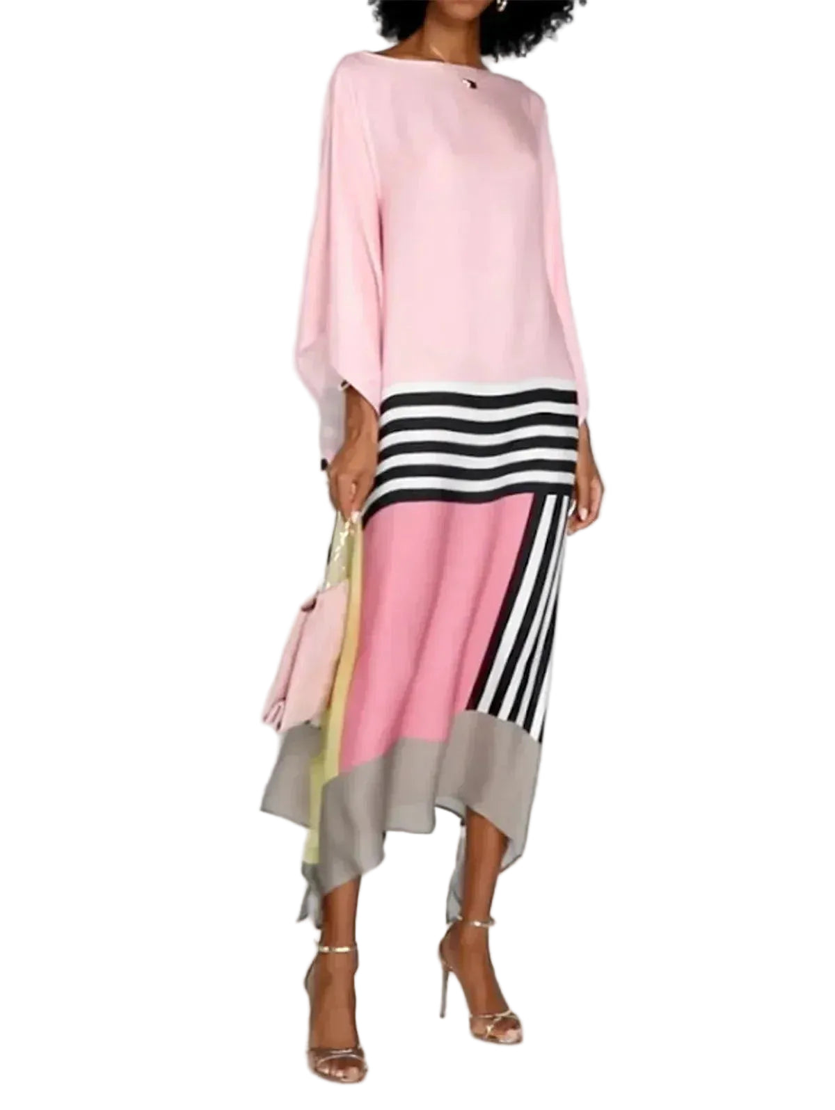 Vestido kaftán para mujer con patrón de rayas