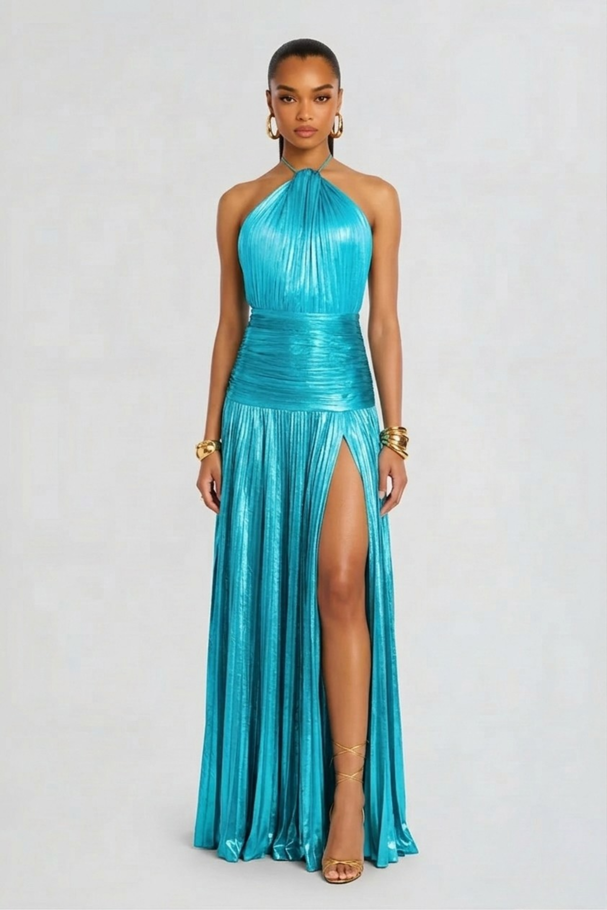 Vestido Largo de Mujer para Invitada de Boda con Cuello Halter | Maxi