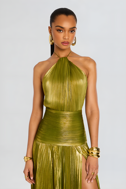 Vestido Largo de Mujer para Invitada de Boda con Cuello Halter | Maxi