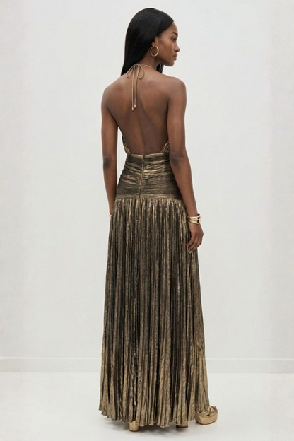 Vestido Largo de Mujer para Invitada de Boda con Cuello Halter | Maxi