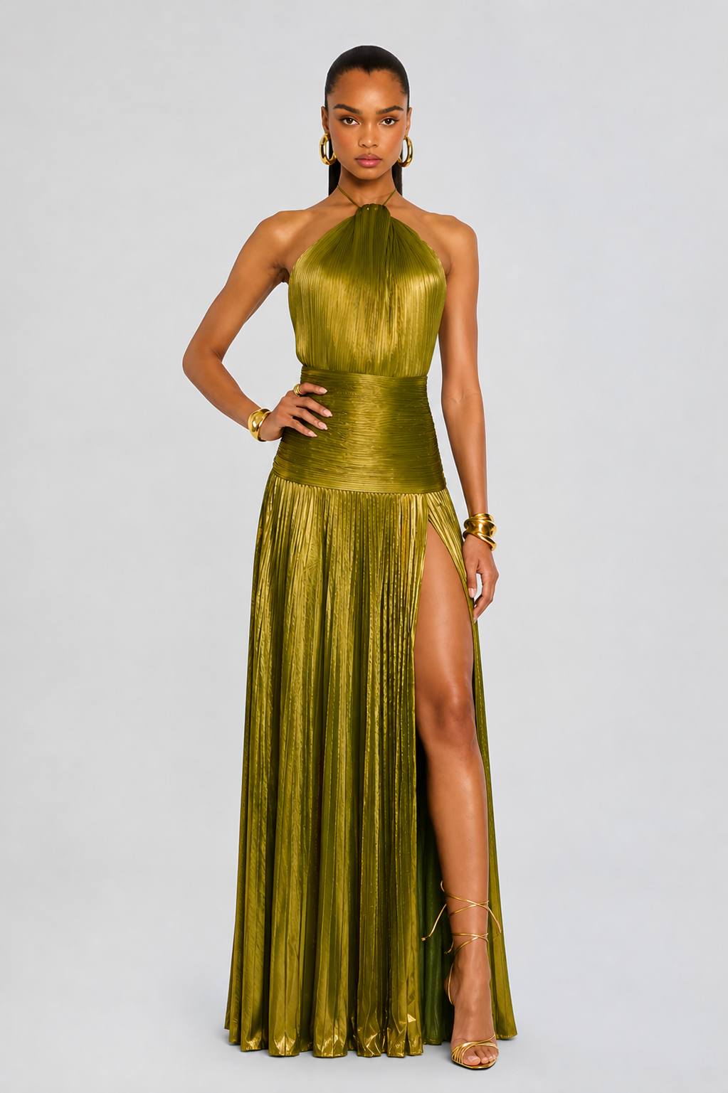 Vestido Largo de Mujer para Invitada de Boda con Cuello Halter | Maxi