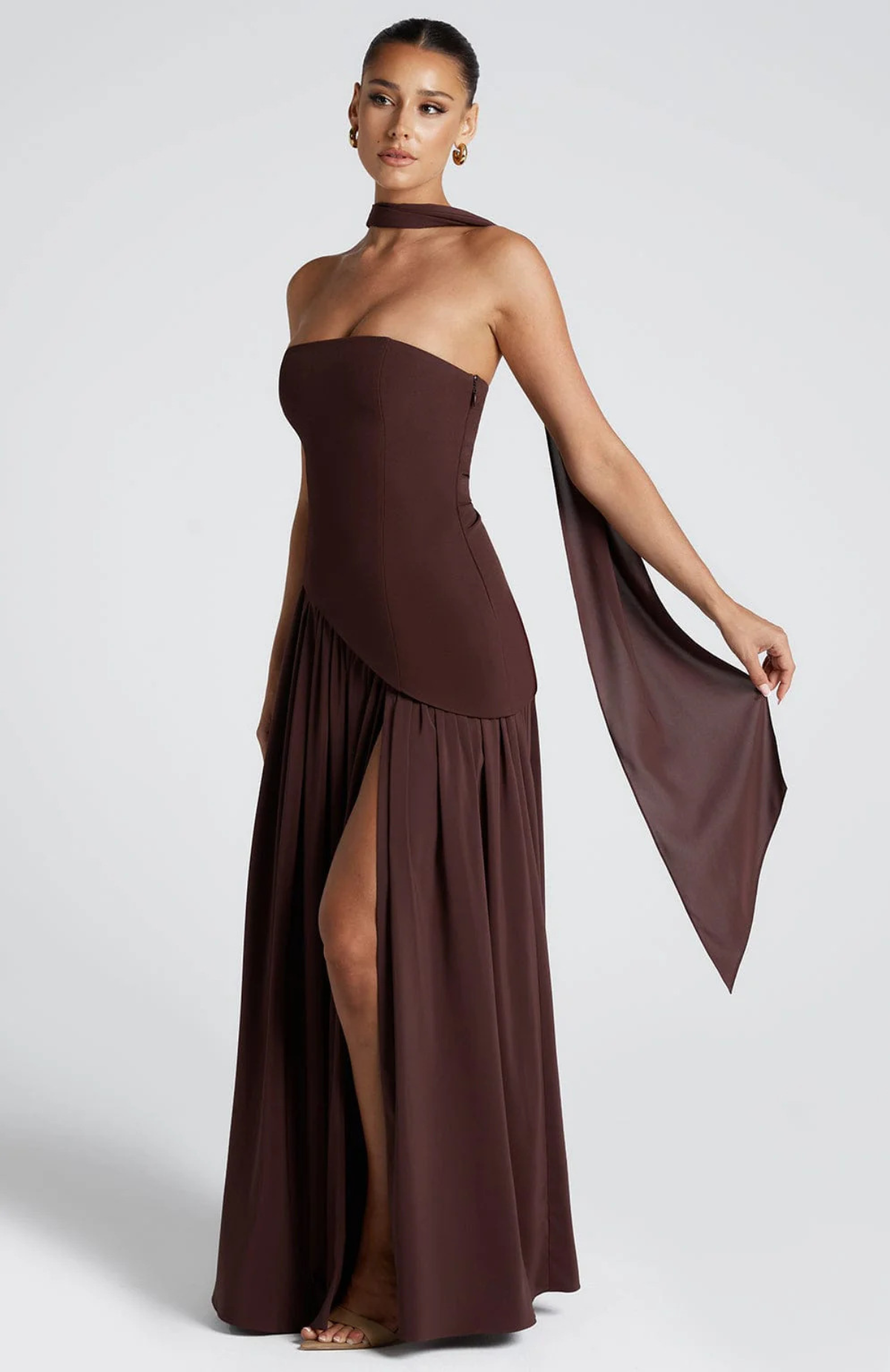 Vestido Largo de Mujer para Invitada de Boda con Escote Palabra de Honor -Maxi