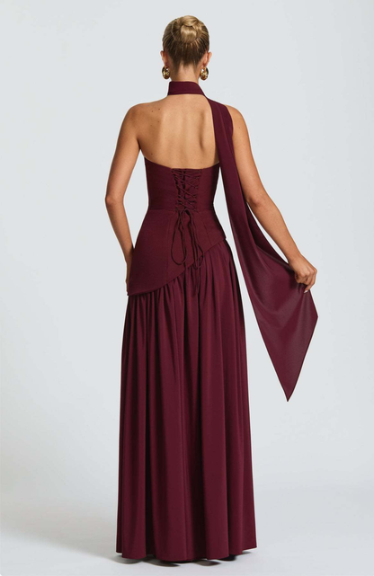 Vestido Largo de Mujer para Invitada de Boda con Escote Palabra de Honor -Maxi