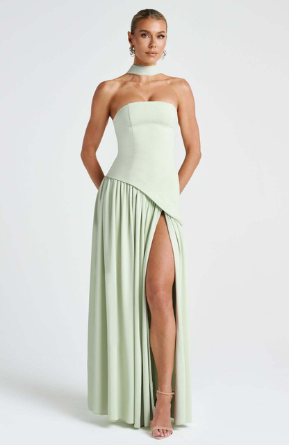 Vestido Largo de Mujer para Invitada de Boda con Escote Palabra de Honor -Maxi