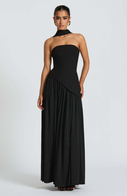 Vestido Largo de Mujer para Invitada de Boda con Escote Palabra de Honor -Maxi
